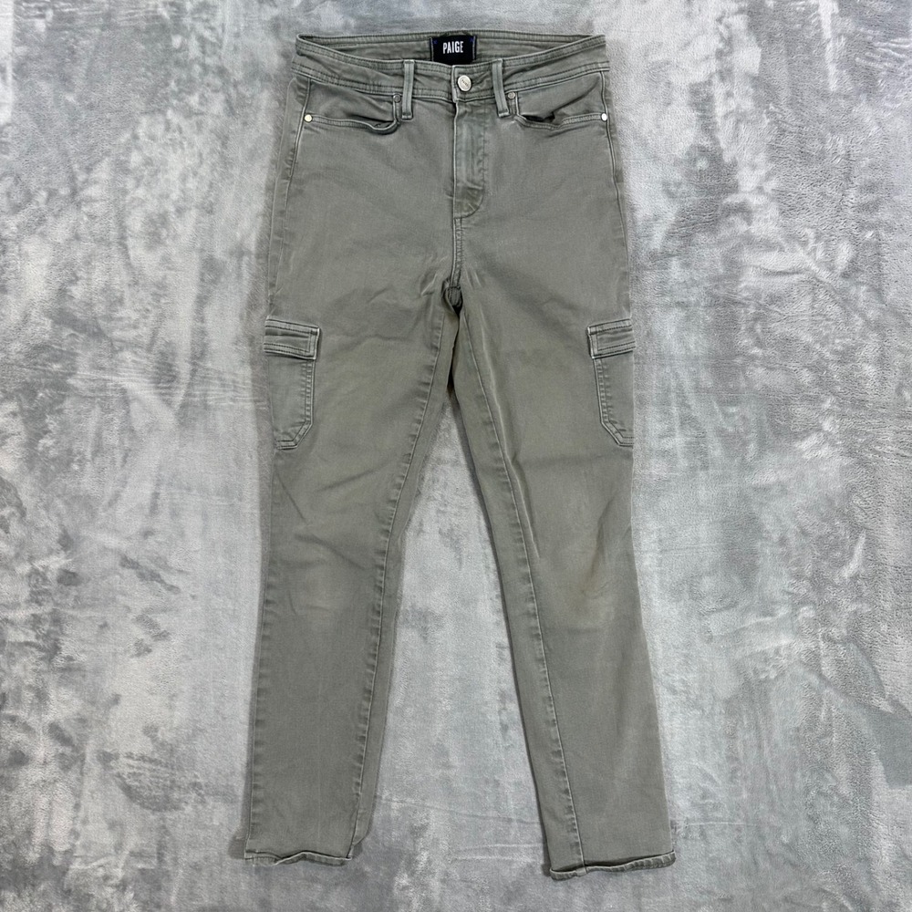 PAIGE Hoxton‎ Ankle Skinny Cargo Jeans Women's Size 27 Olive Green High Rise